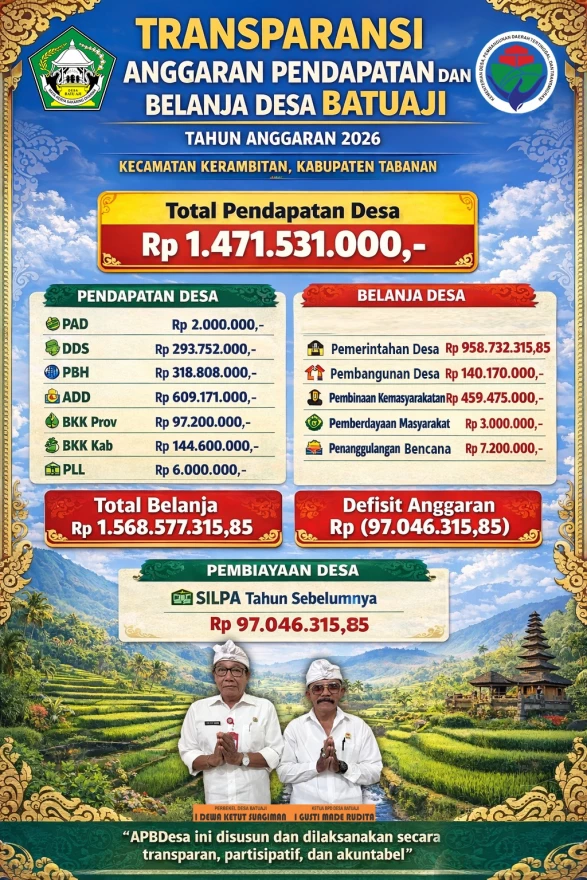 TRANSPARANSI ANGGARAN PENDAPATAN DAN BELANJA DESA BATUAJI TA 2026